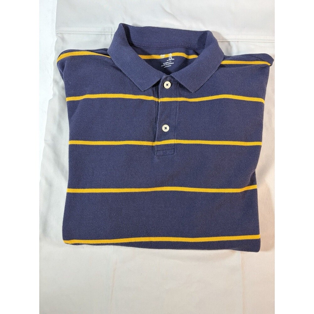 VINTAGE GAP POLO SHIRT - XL - BLUE/ORANGE STRIPE, 1980s POLO